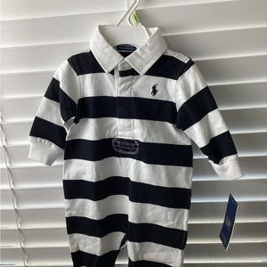 Baby Boys Striped Cotton Jersey Rugby Coveralls 3M